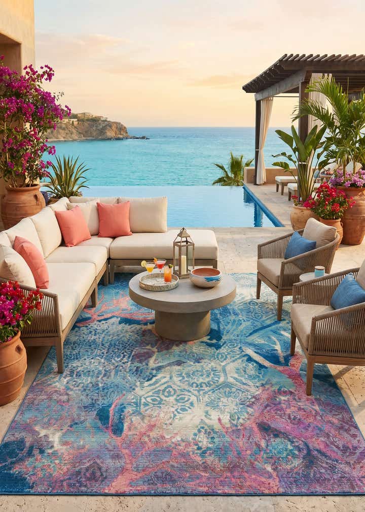6' x 9' Easy-Clean Coastal Indoor / Outdoor Rug