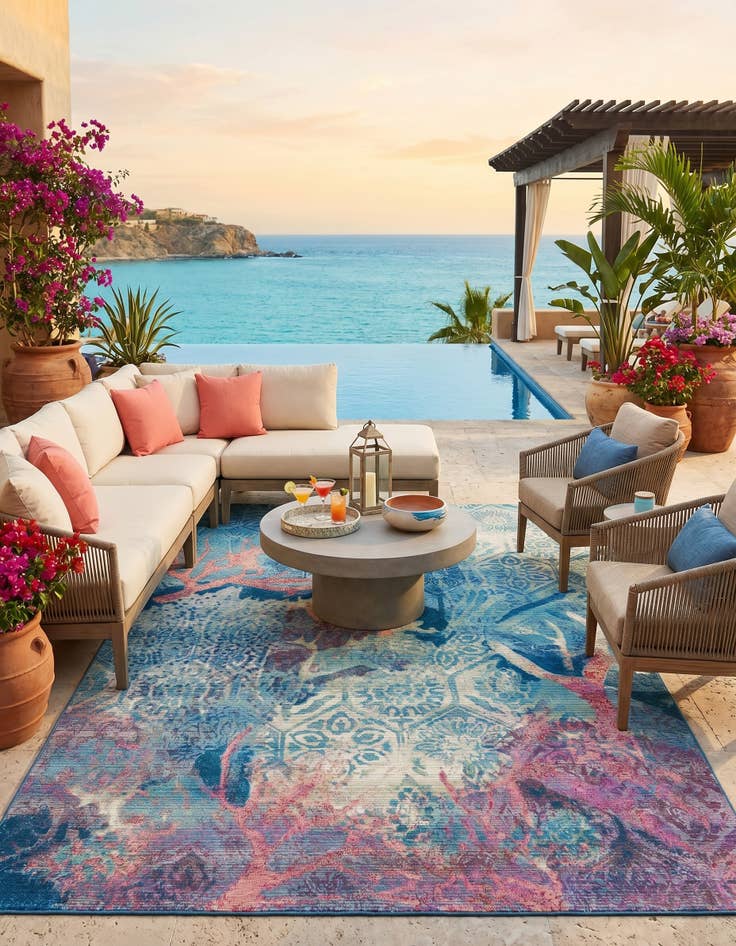 Detail image of 6' x 9' Easy-Clean Coastal Indoor / Outdoor Rug