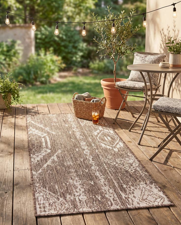 Detail image of 2' x 4' Easy-Clean Bohemian Indoor / Outdoor Runner Rug