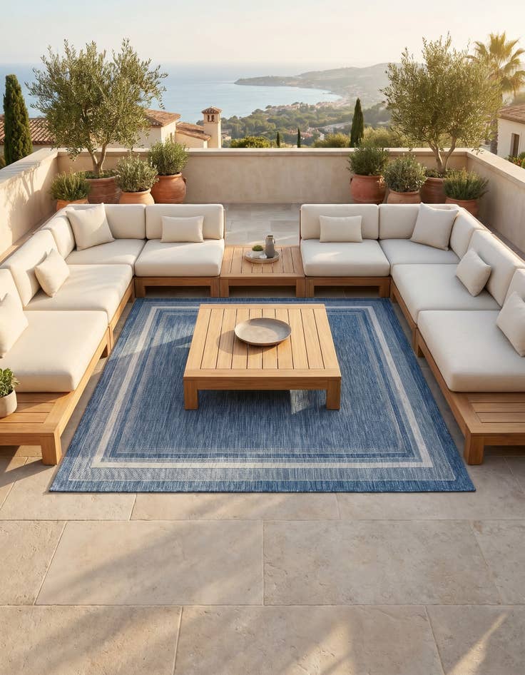 Detail image of 7' 10 x 7' 10 Easy-Clean Border Indoor / Outdoor Square Rug