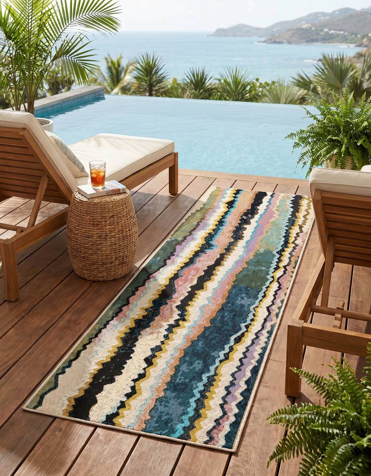 Detail image of 2' x 6' Easy-Clean Modern Indoor / Outdoor Runner Rug