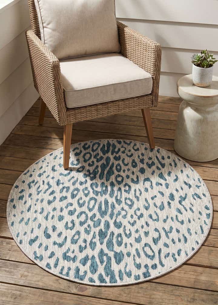 3' x 3' Easy-Clean Safari Indoor / Outdoor Round Rug