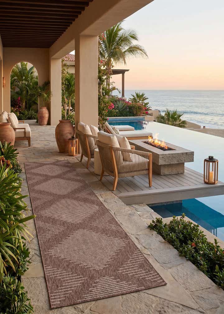 3' 3 x 14' Easy-Clean Modern Indoor / Outdoor Runner Rug