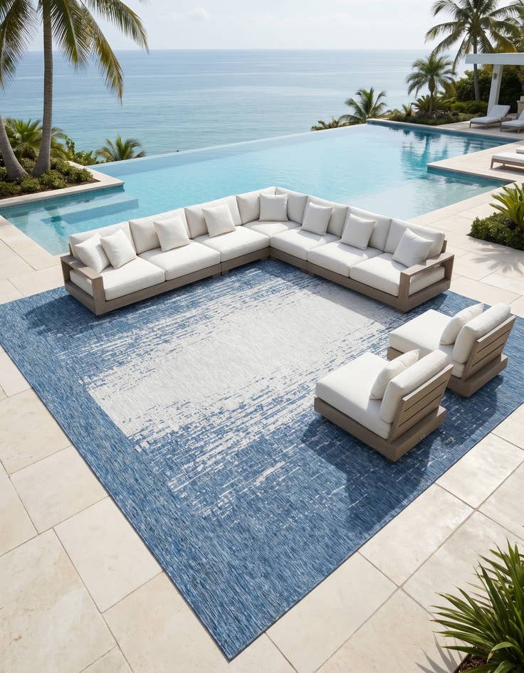 Detail image of 13' x 13' Easy-Clean Modern Indoor / Outdoor Square Rug