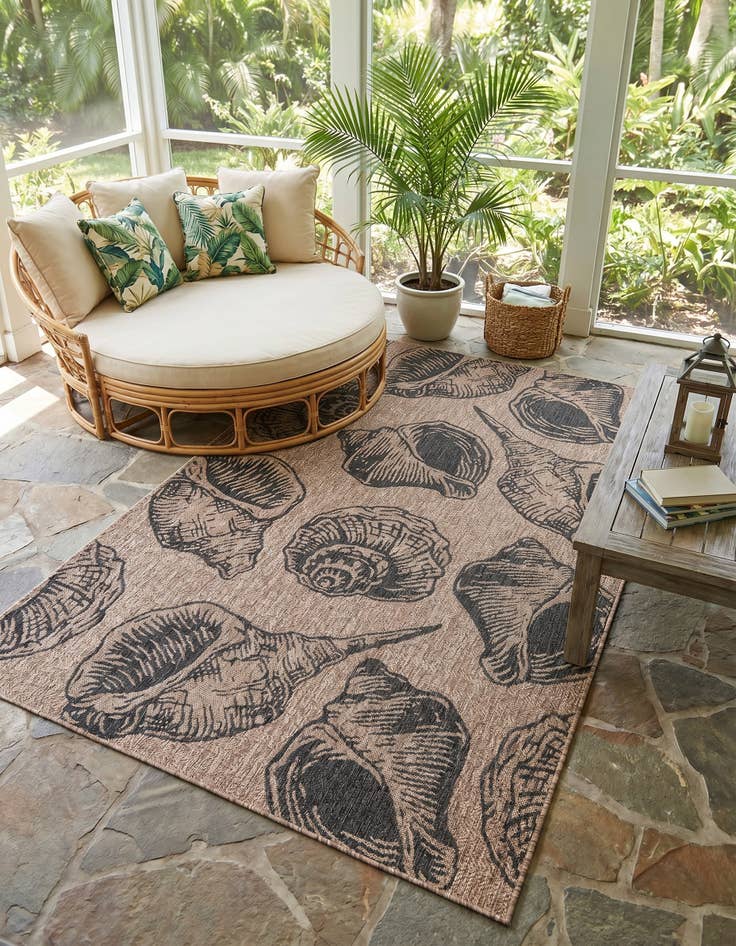 Detail image of 5' 3 x 8' Easy-Clean Coastal Indoor / Outdoor Rug