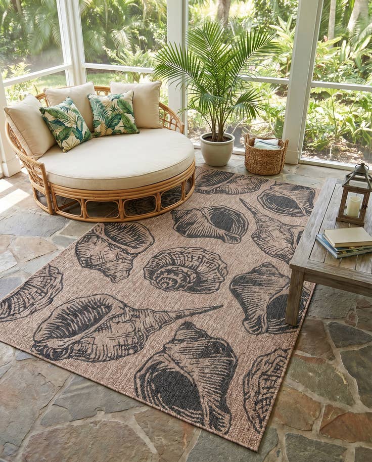 Detail image of 5' 3 x 8' Easy-Clean Coastal Indoor / Outdoor Rug
