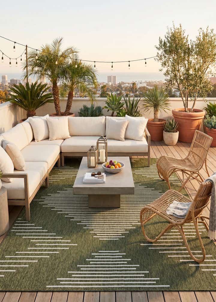 10' x 13' Easy-Clean Modern Indoor / Outdoor Rug