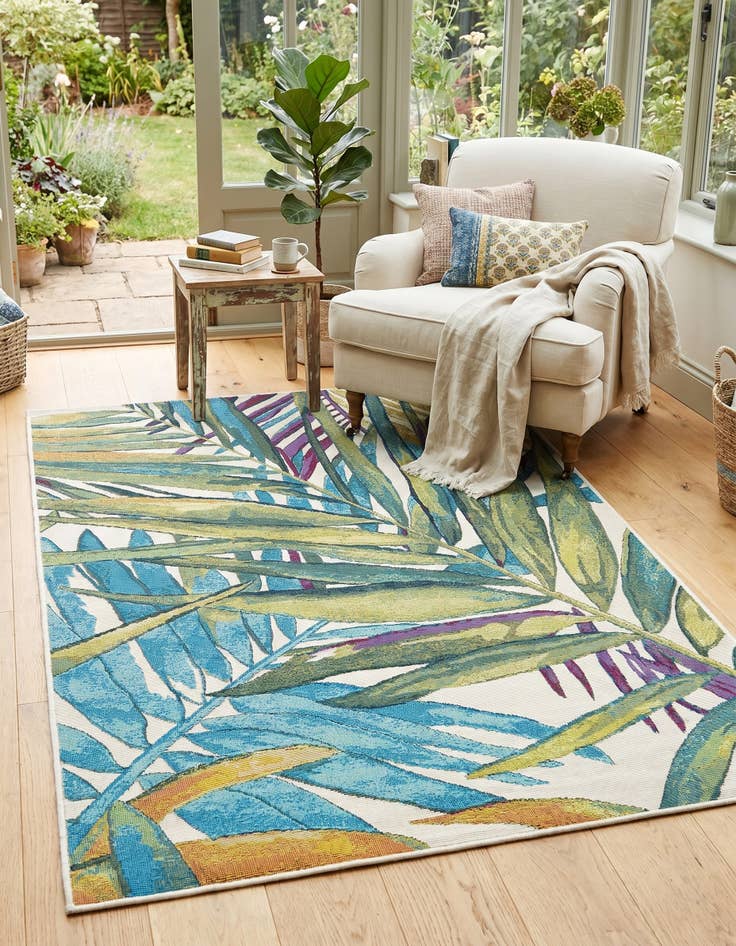 Detail image of 4' x 6' Easy-Clean Botanical Indoor / Outdoor Rug