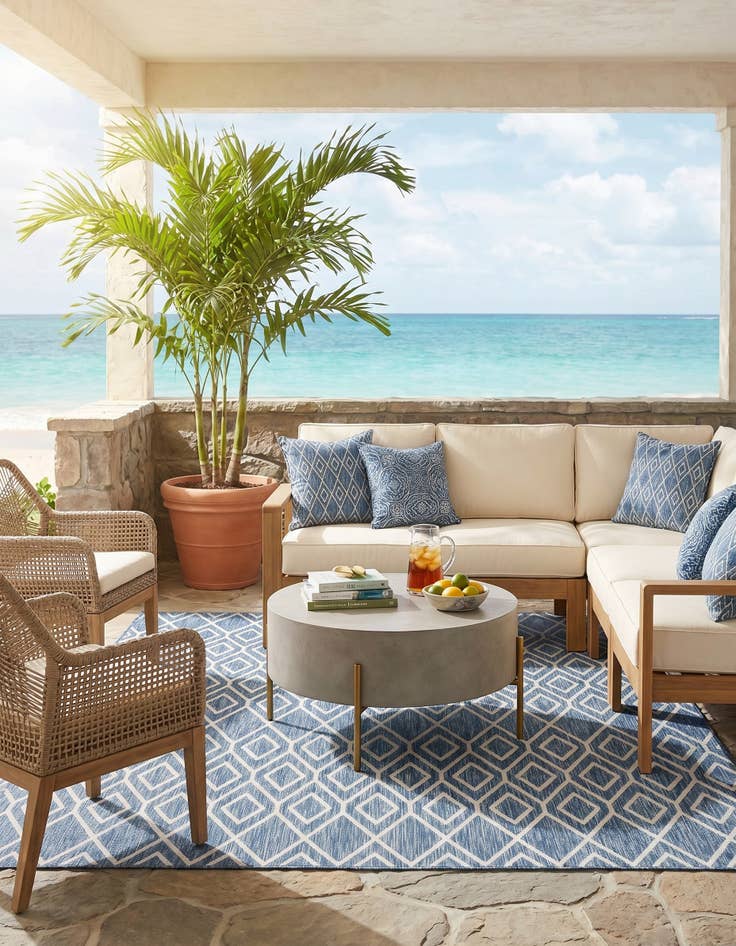 Detail image of 7' 10 x 7' 10 Easy-Clean Jill Zarin Turks and Caicos Indoor / Outdoor Square Rug