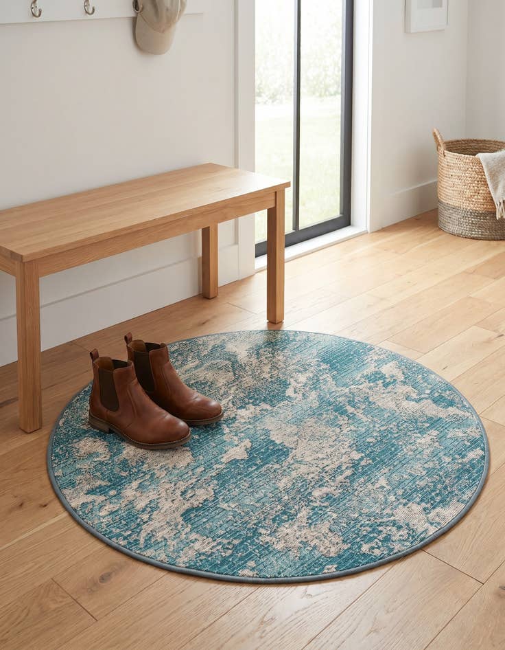 Detail image of 3' x 3' Easy-Clean Modern Indoor / Outdoor Round Rug