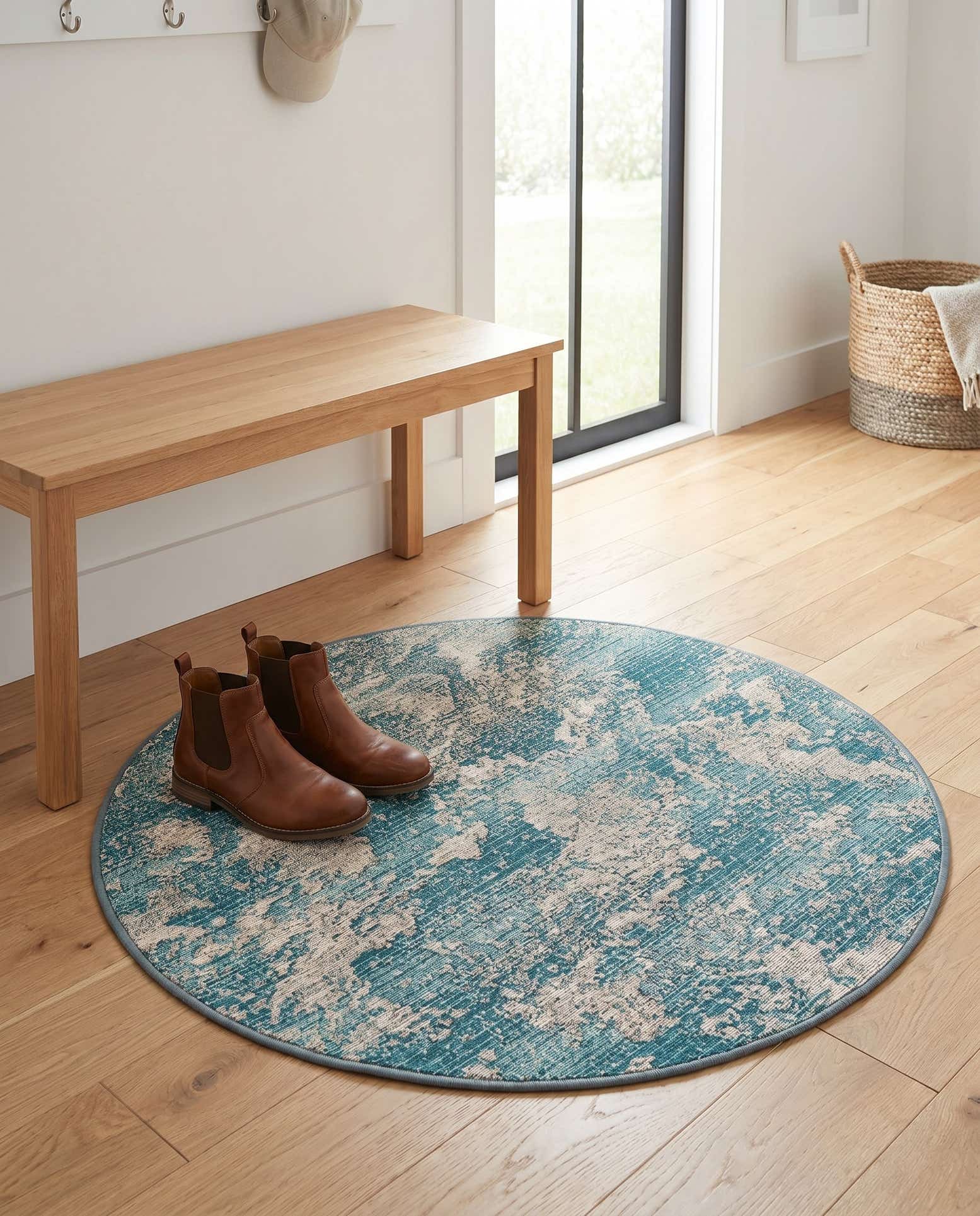 3' x 3' Easy-Clean Modern Indoor / Outdoor Round Rug