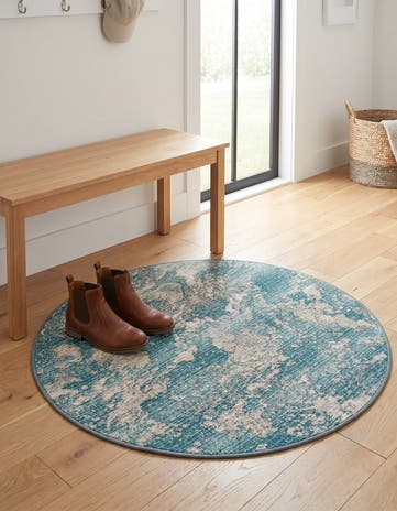 3' x 3' Easy-Clean Modern Indoor / Outdoor Round Rug