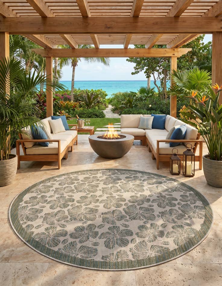 Detail image of 10' x 10' Easy-Clean Baja Indoor / Outdoor Round Rug
