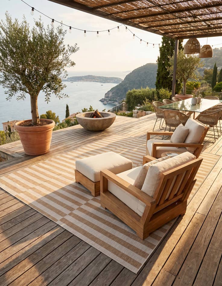 Detail image of 10' x 13' Easy-Clean Striped Indoor / Outdoor Rug