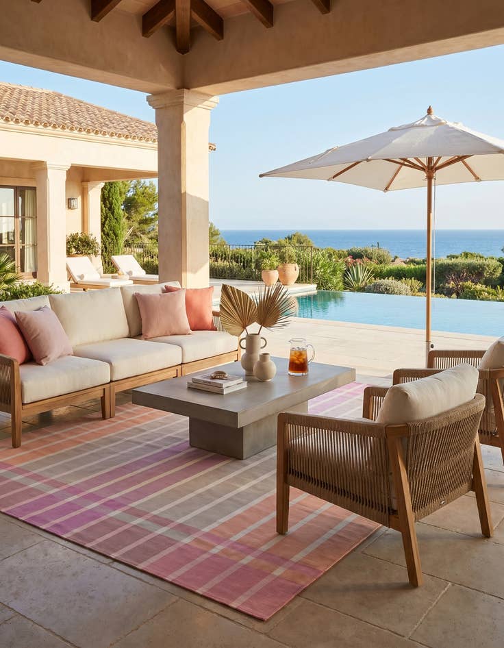 Detail image of 10' x 13' Easy-Clean Striped Indoor / Outdoor Rug