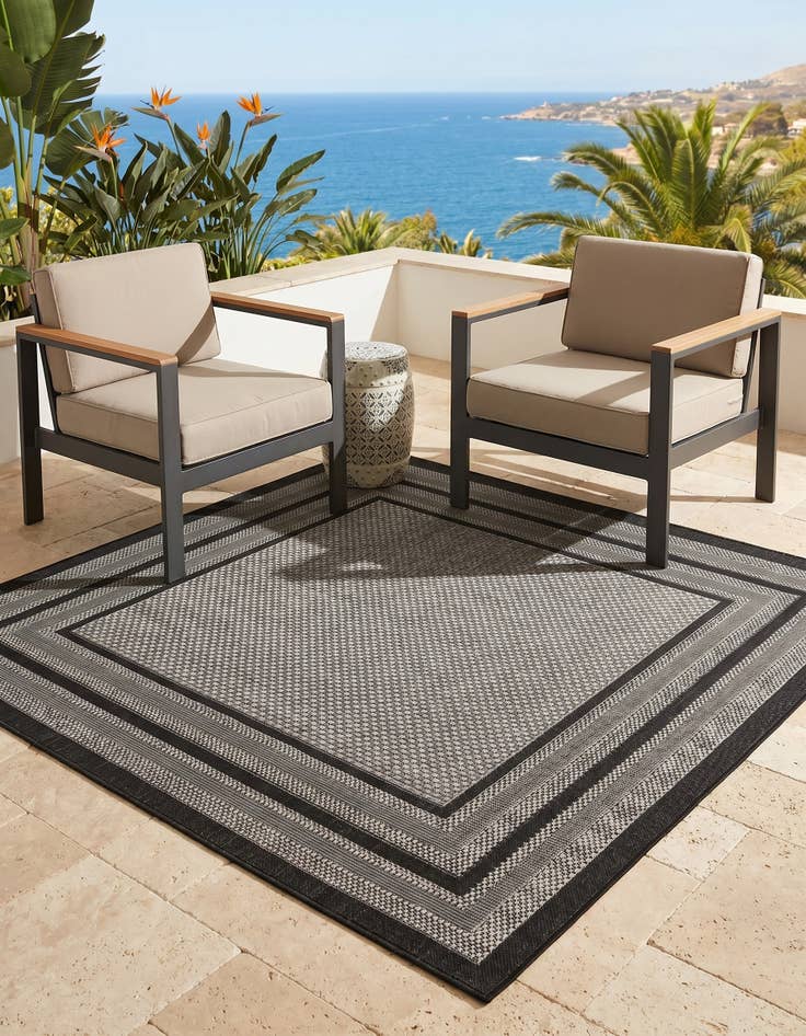 Detail image of 6' x 6' Easy-Clean Border Indoor / Outdoor Square Rug