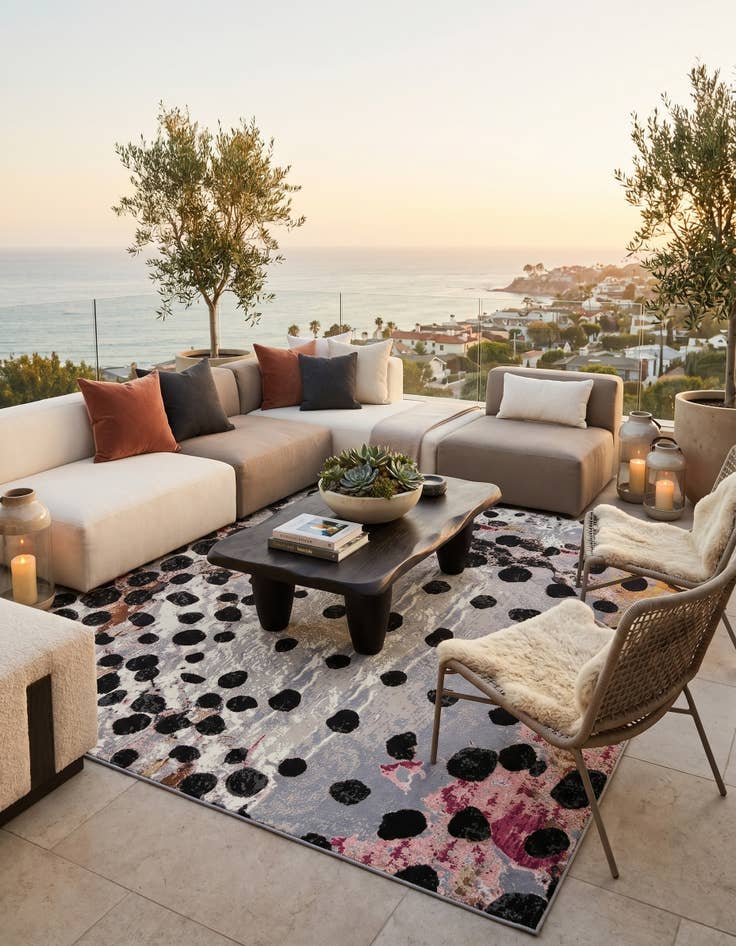 Detail image of 10' x 10' Easy-Clean Modern Indoor / Outdoor Square Rug