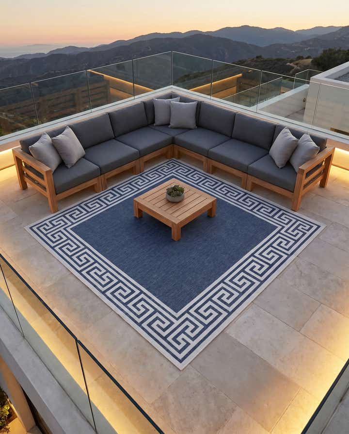 7' 10 x 7' 10 Easy-Clean Coastal Indoor / Outdoor Square Rug