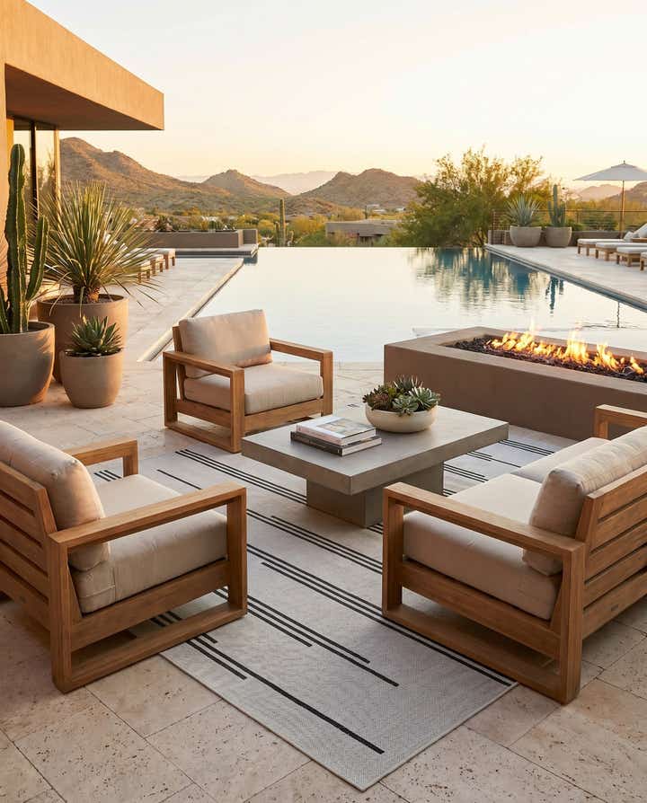 6' x 9' Easy-Clean Modern Indoor / Outdoor Rug