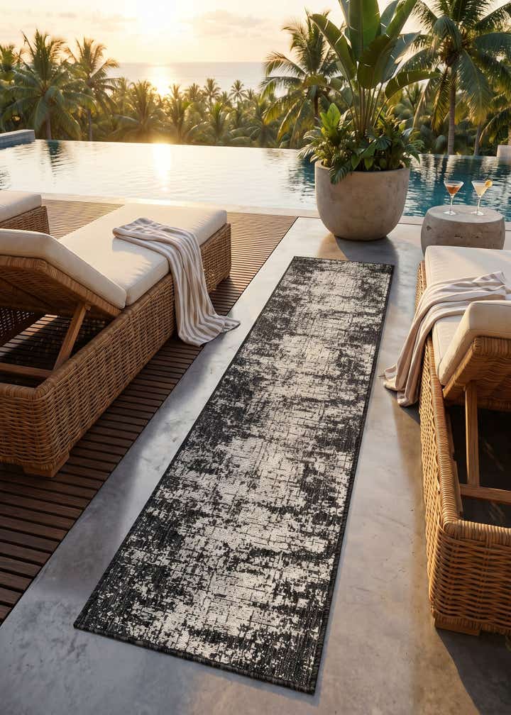 2' x 8' Easy-Clean Modern Indoor / Outdoor Runner Rug