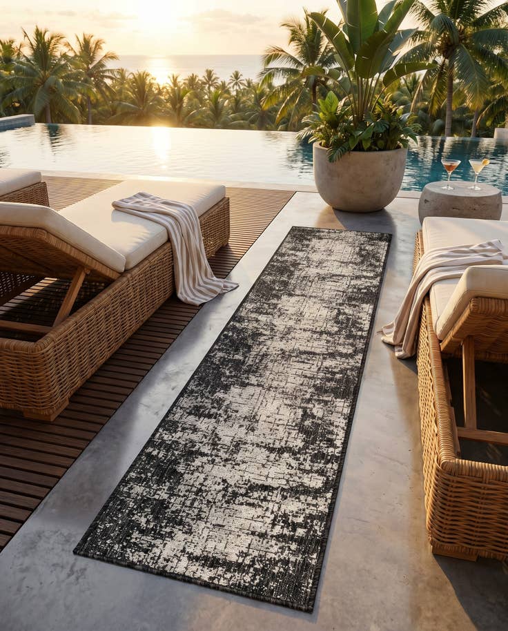 Detail image of 2' x 8' Easy-Clean Modern Indoor / Outdoor Runner Rug