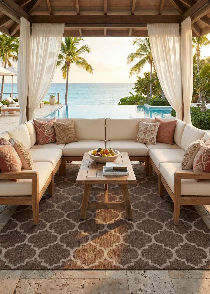 9' x 12' Easy-Clean Lattice Indoor / Outdoor Rug