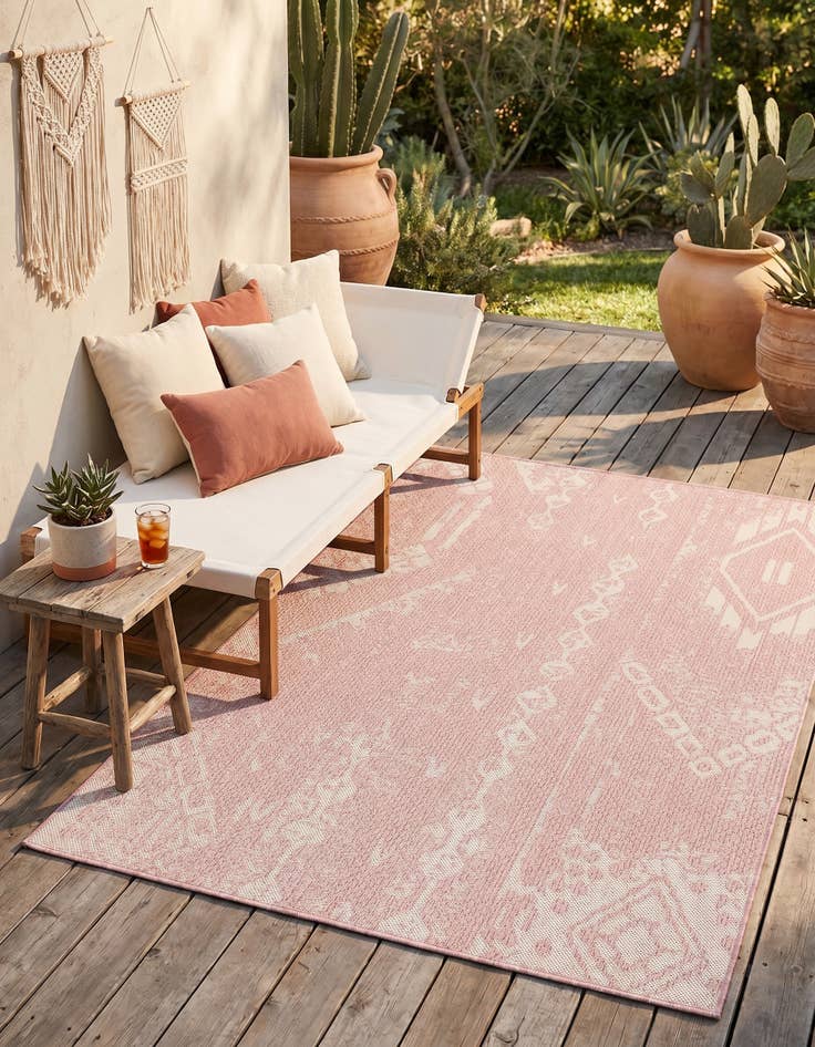 Detail image of 4' x 6' Easy-Clean Bohemian Indoor / Outdoor Rug