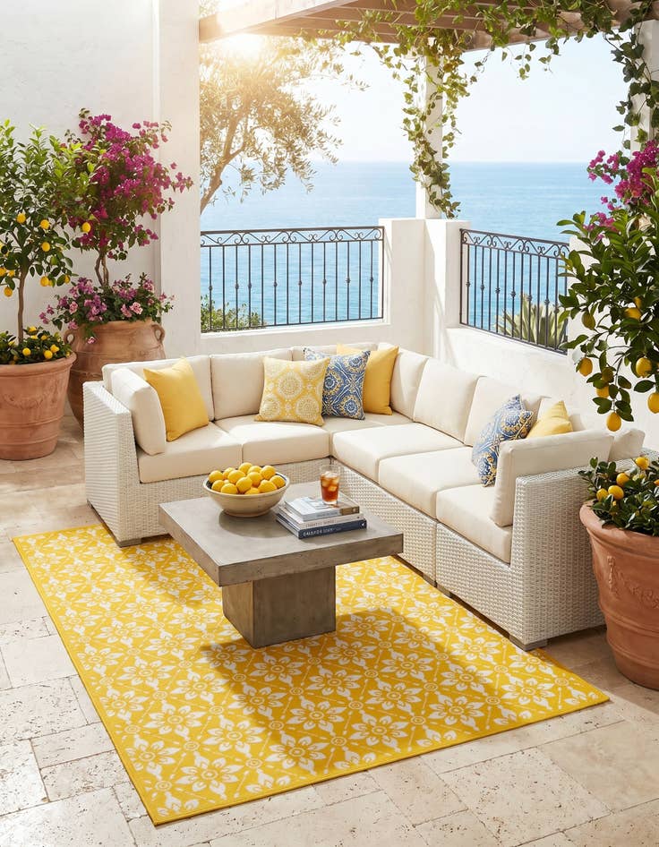 Detail image of 6' x 9' Easy-Clean Trellis Indoor / Outdoor Rug