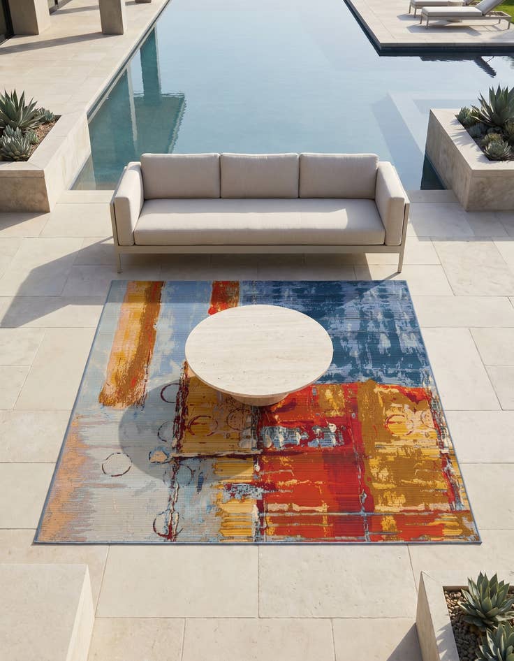 Detail image of 6' x 6' Easy-Clean Modern Indoor / Outdoor Square Rug