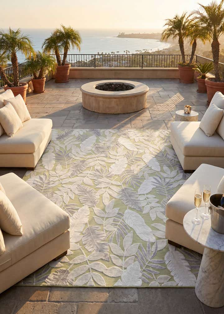 9' 9 x 12' Easy-Clean Botanical Indoor / Outdoor Rug