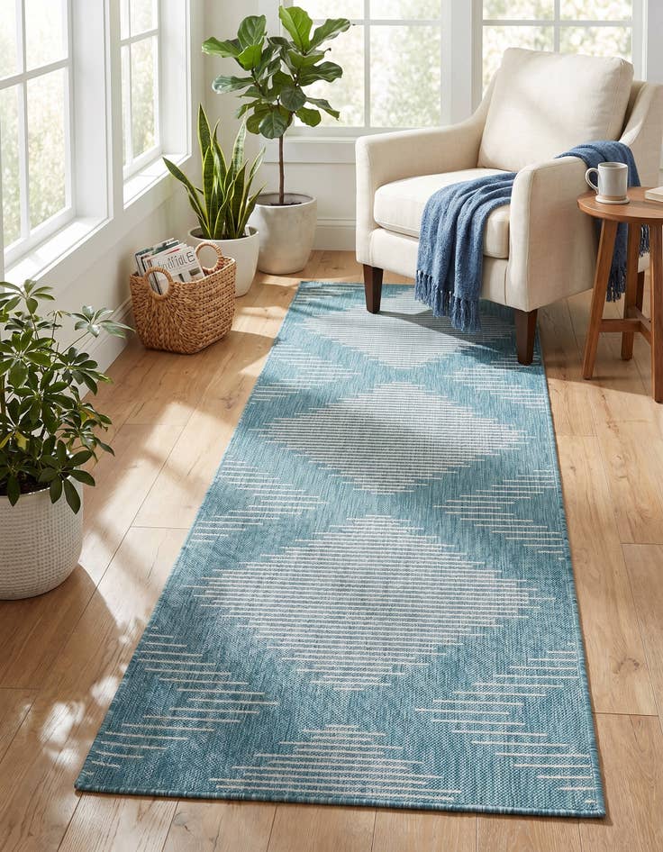 Detail image of 2' x 8' Easy-Clean Modern Indoor / Outdoor Runner Rug