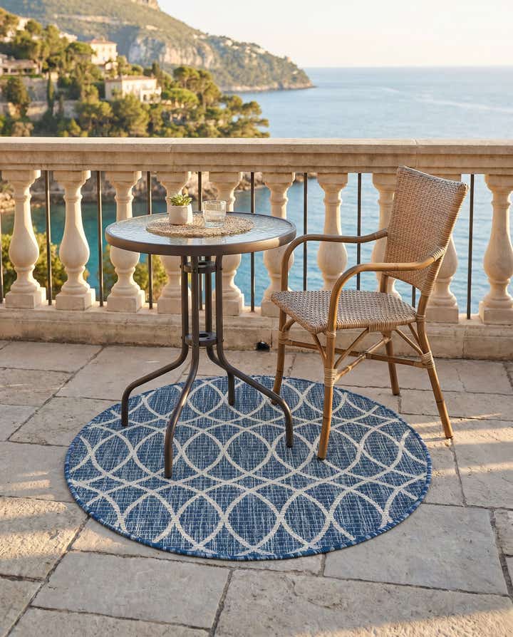 3' x 3' Easy-Clean Trellis Indoor / Outdoor Round Rug