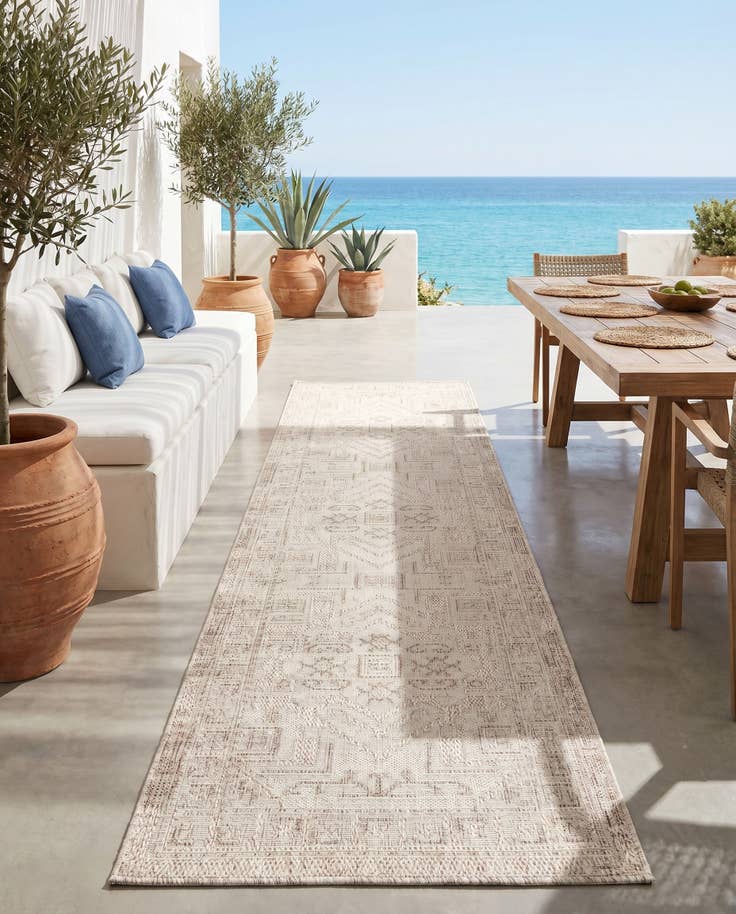 Detail image of 2' x 8' Easy-Clean Aztec Indoor / Outdoor Runner Rug