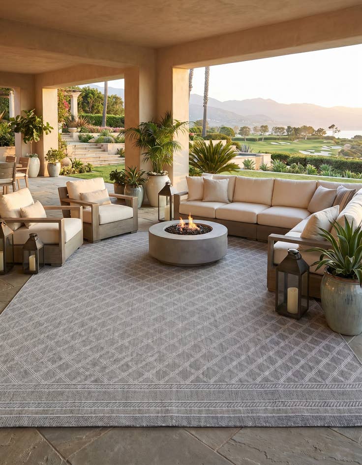 Detail image of 10' x 14' 1 Easy-Clean Trellis Indoor / Outdoor Rug