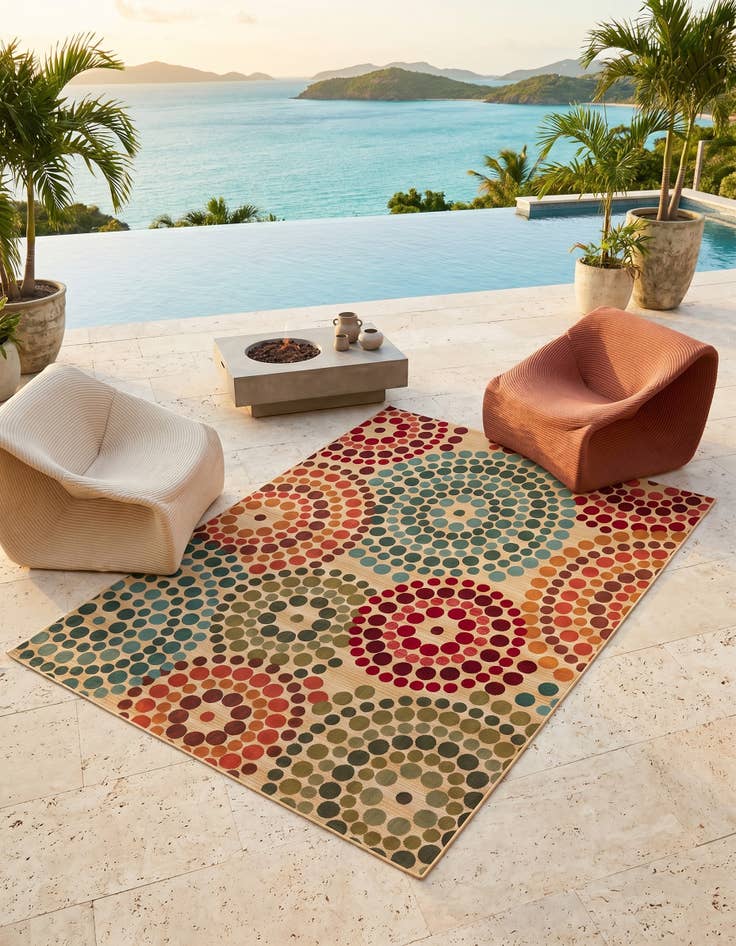 Detail image of 7' 10 x 10' Easy-Clean Modern Indoor / Outdoor Rug