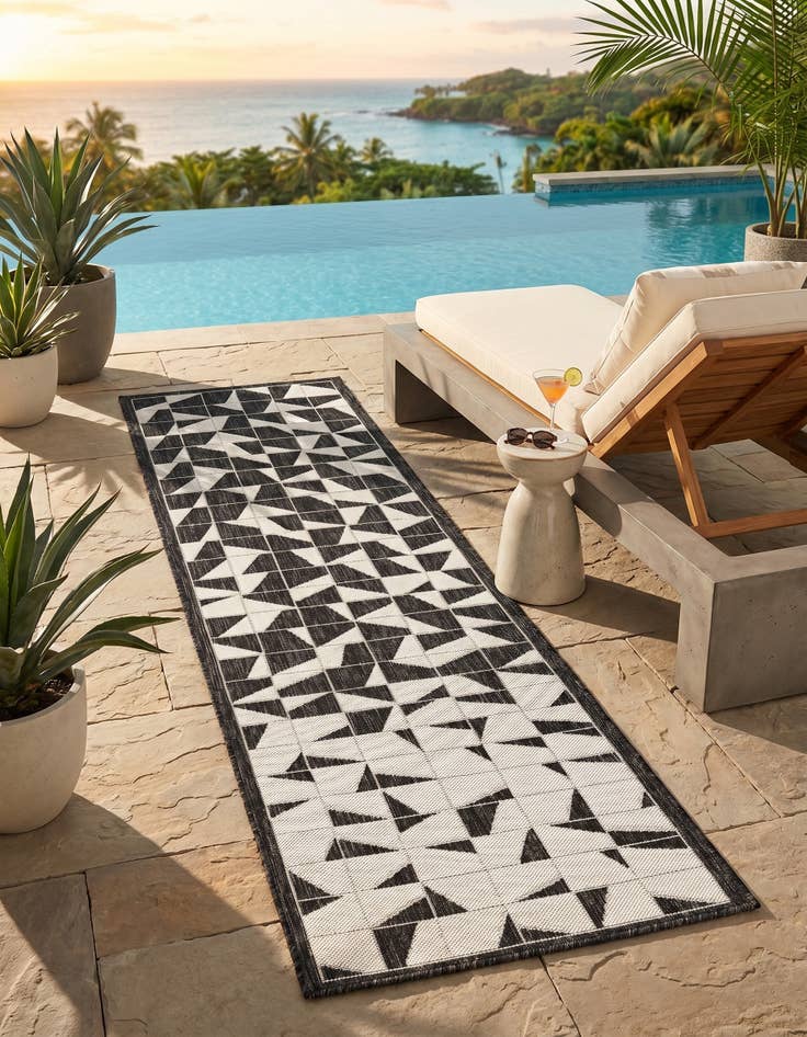 Detail image of 2' x 8' Easy-Clean Modern Indoor / Outdoor Runner Rug