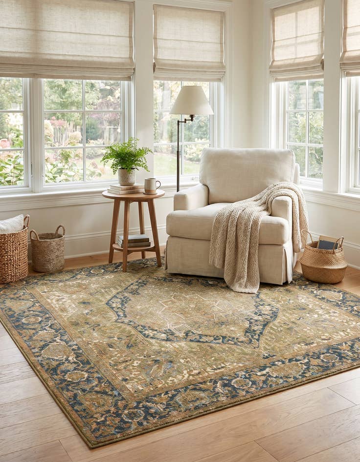 Detail image of 6' x 6' Easy-Clean Traditional Indoor / Outdoor Square Rug