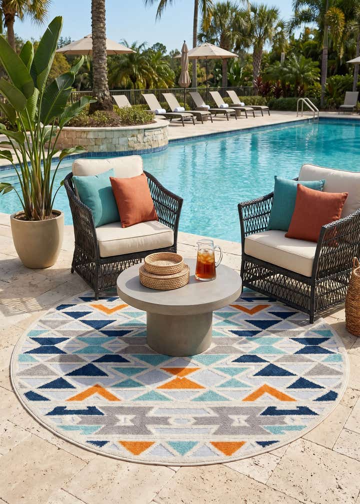 5' 3 x 5' 3 Easy-Clean Aruba Indoor / Outdoor Round Rug