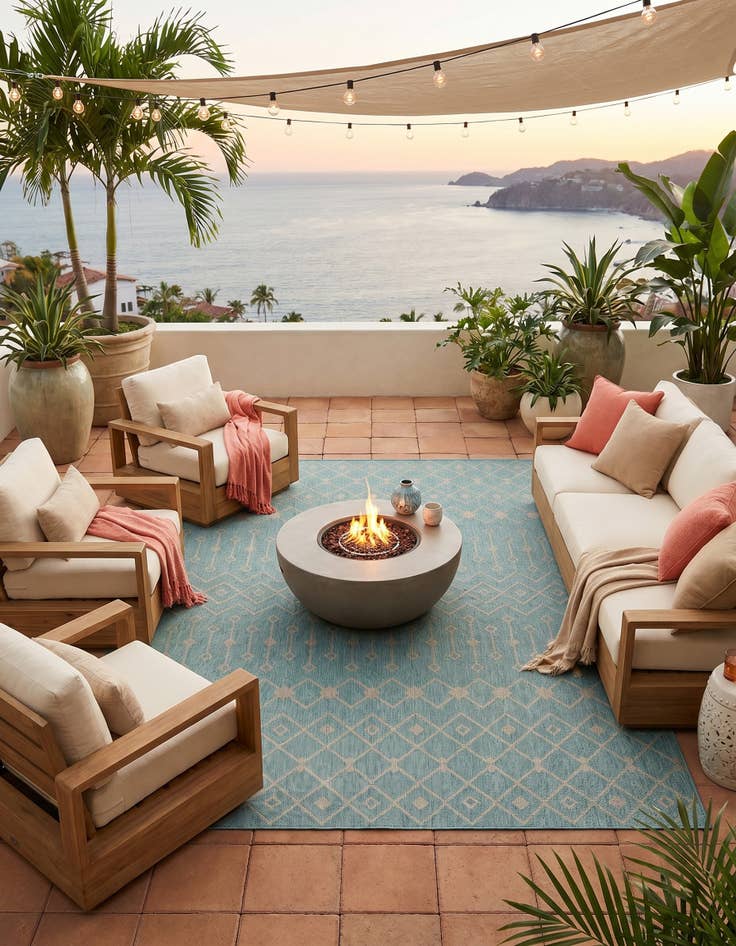 Detail image of 7' 10 x 10' Easy-Clean Trellis Indoor / Outdoor Rug