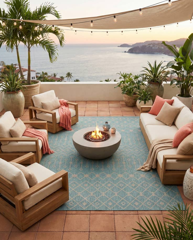 Detail image of 7' 10 x 10' Easy-Clean Trellis Indoor / Outdoor Rug