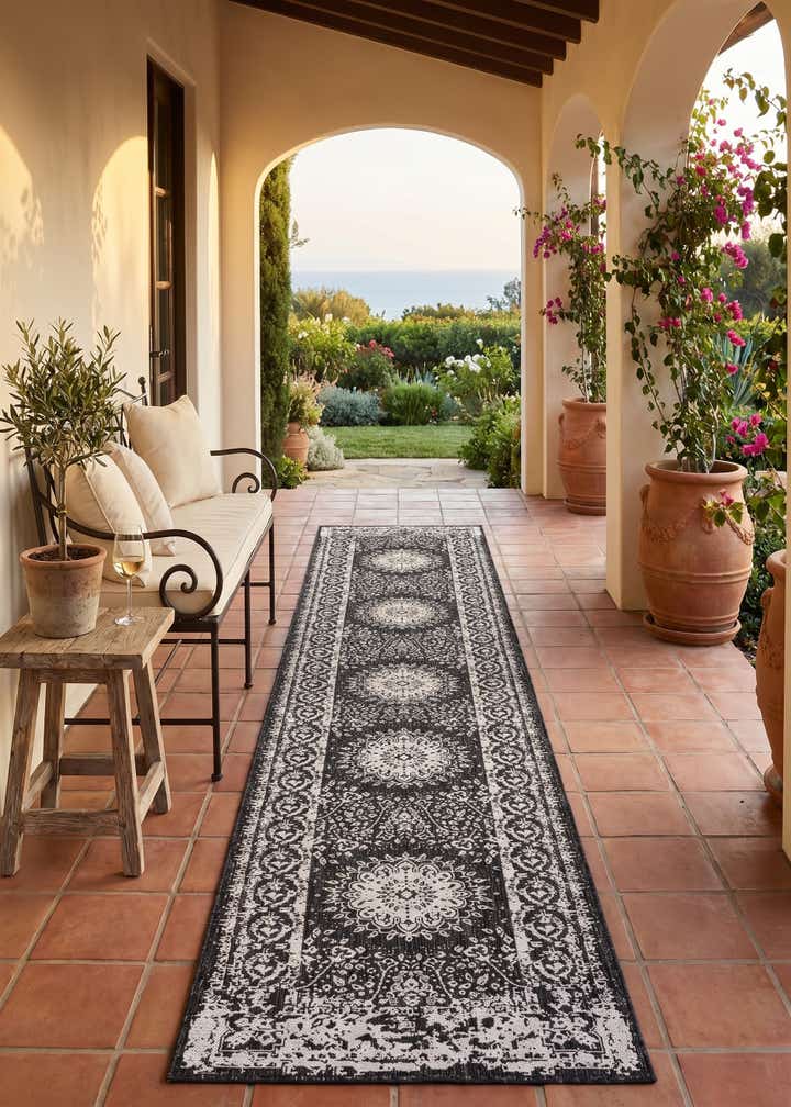 2' 7 x 12' Easy-Clean Traditional Indoor / Outdoor Runner Rug