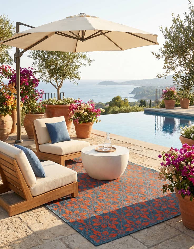 Detail image of 5' x 8' Easy-Clean Trellis Indoor / Outdoor Rug