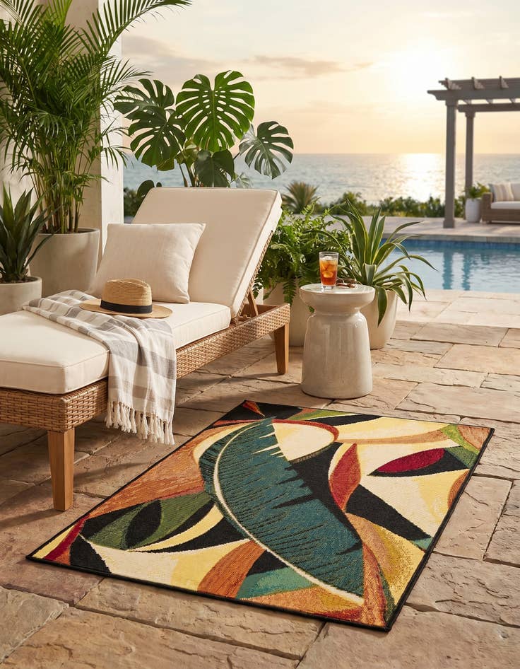 Detail image of 2' x 3' Easy-Clean Botanical Indoor / Outdoor Rug
