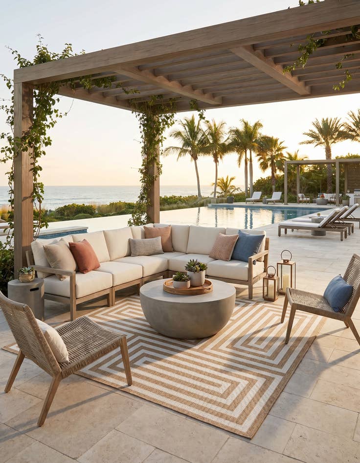 Detail image of 7' 10 x 7' 10 Easy-Clean Modern Indoor / Outdoor Square Rug