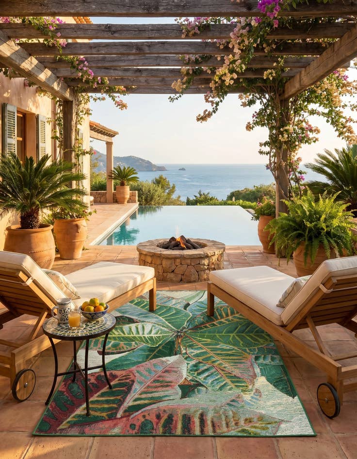 Detail image of 3' 3 x 5' 3 Easy-Clean Botanical Indoor / Outdoor Rug