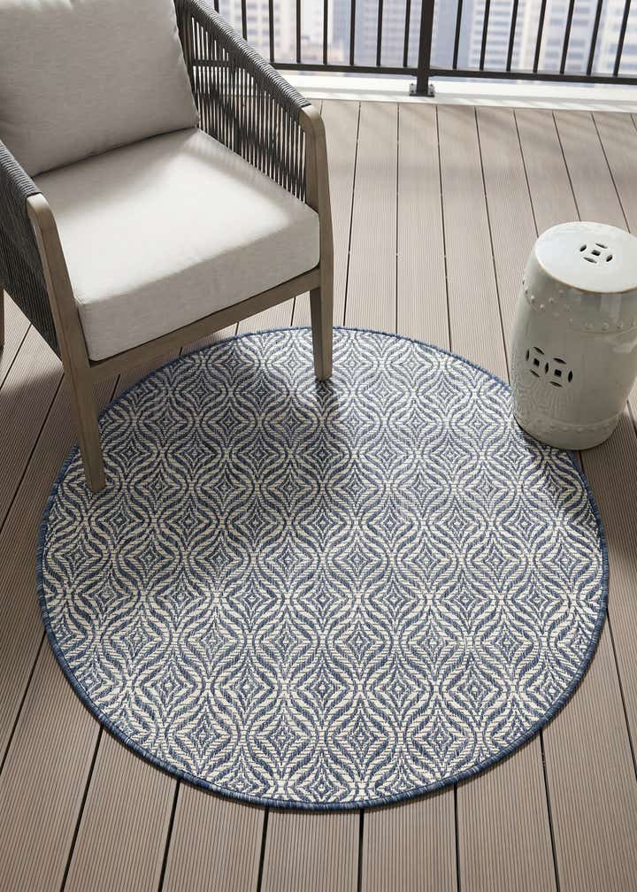 4' x 4' Easy-Clean Trellis Indoor / Outdoor Round Rug