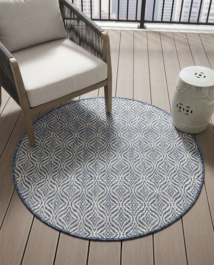 4' x 4' Easy-Clean Trellis Indoor / Outdoor Round Rug