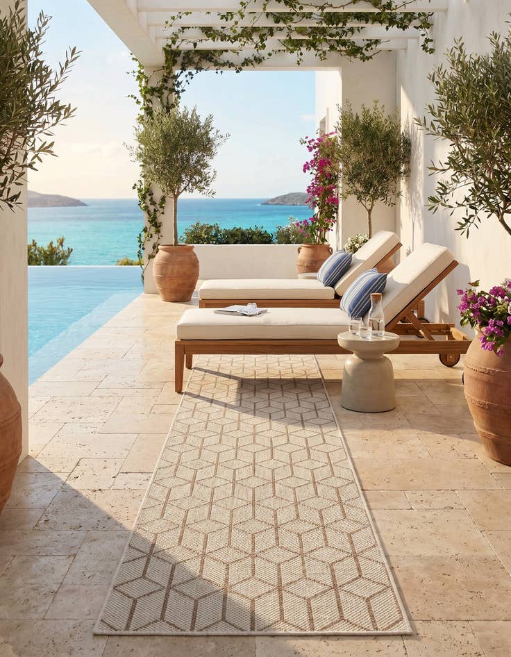 Detail image of 2' 7 x 12' Easy-Clean Trellis Indoor / Outdoor Runner Rug