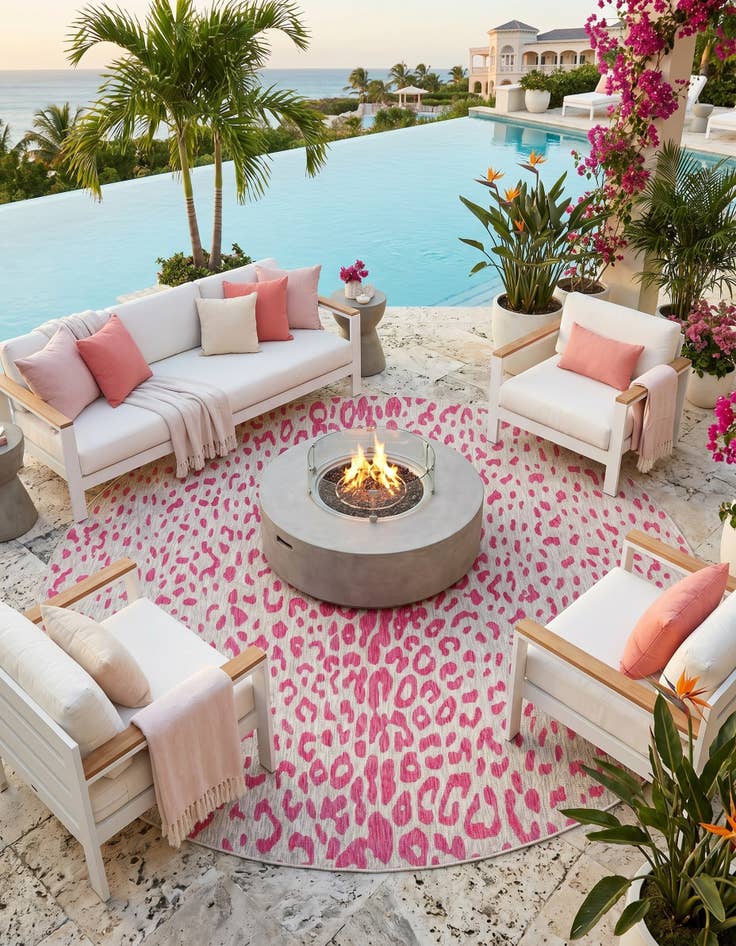 Detail image of 10' x 10' Easy-Clean Safari Indoor / Outdoor Round Rug