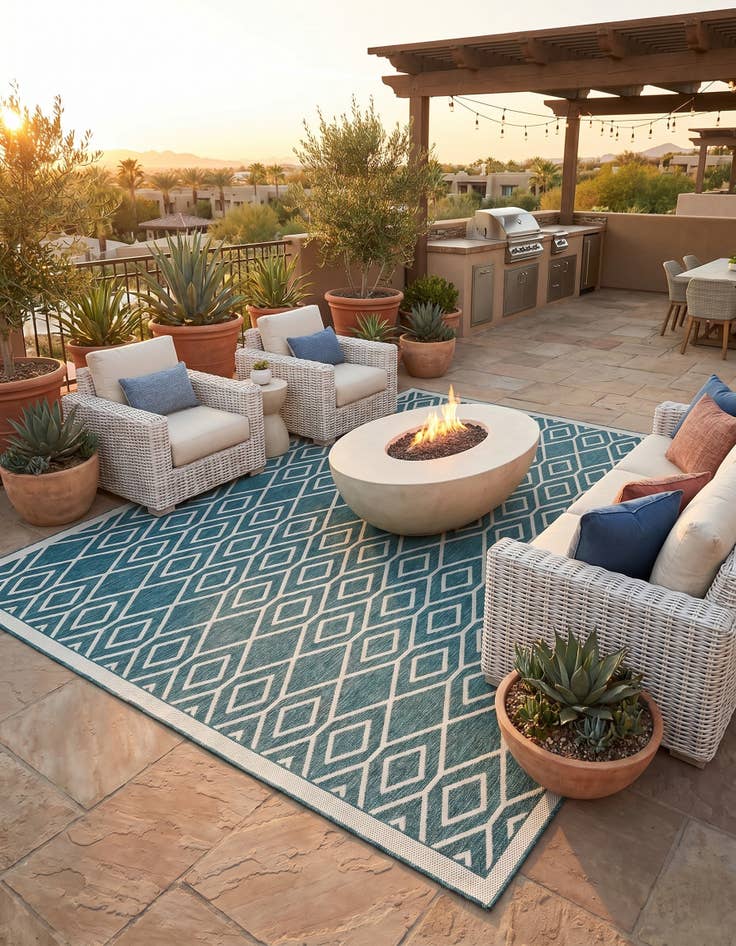 Detail image of 7' 10 x 10' Easy-Clean Jill Zarin Turks and Caicos Indoor / Outdoor Rug